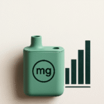 A green vape device marked with "mg," suggesting its nicotine level for users to consider.