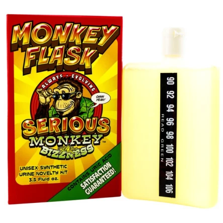 Monkey-themed synthetic urine novelty kit, unisex 3.5 fl oz.