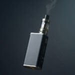A black electronic cigarette emitting smoke, with the phrase "Smoke it up" displayed nearby.